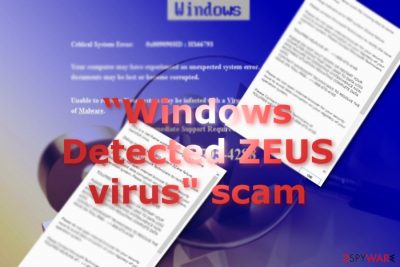 The image displaying Windows Detected ZEUS scam messages