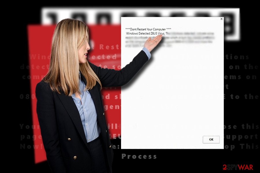 The screenshot of “Windows Detected ZEUS virus” 