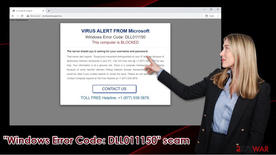 "Windows Error Code: DLL011150" virus fake alert