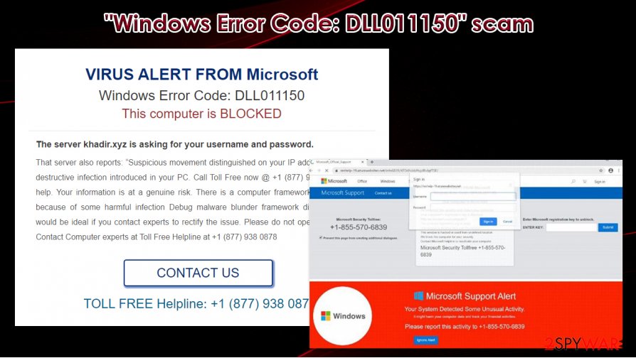 "Windows Error Code: DLL011150" scam alert