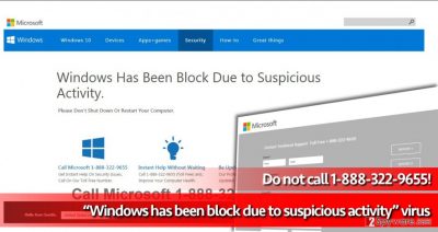 Windows has been block due to suspicious activity scam