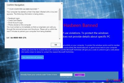 Image of "Windows Has Been Shutdown" scam