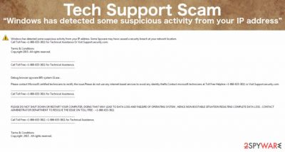 “Windows has detected some suspicious activity from your IP address” virus scam