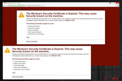 Window's Security Certificate is Expired virus