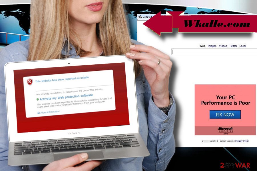 Wkalle.com browser hijacker illustrated