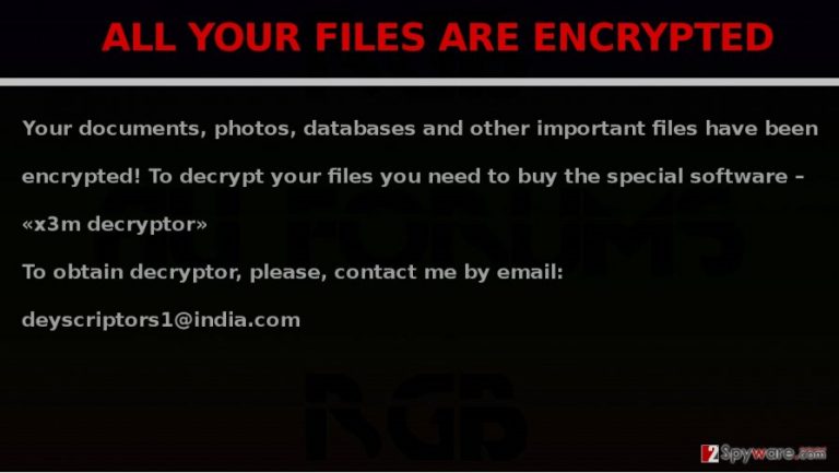 X3M virus encrypts files