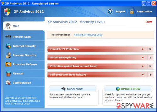 eliminación automática de software espía XP Home Security 2012