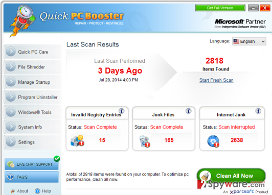 Xportsoft Quick PC Booster virus Xportsoft Quick PC Booster virus