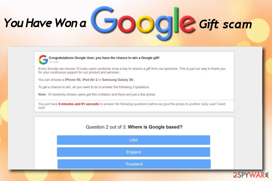 You Have Won A Google Gift adware