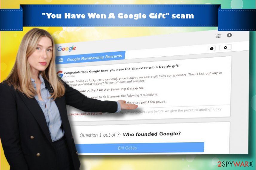 Showing "You Have Won A Google Gift" virus