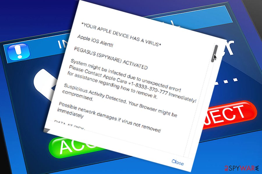 The picture displaying “Your Apple Device Has a Virus" alert