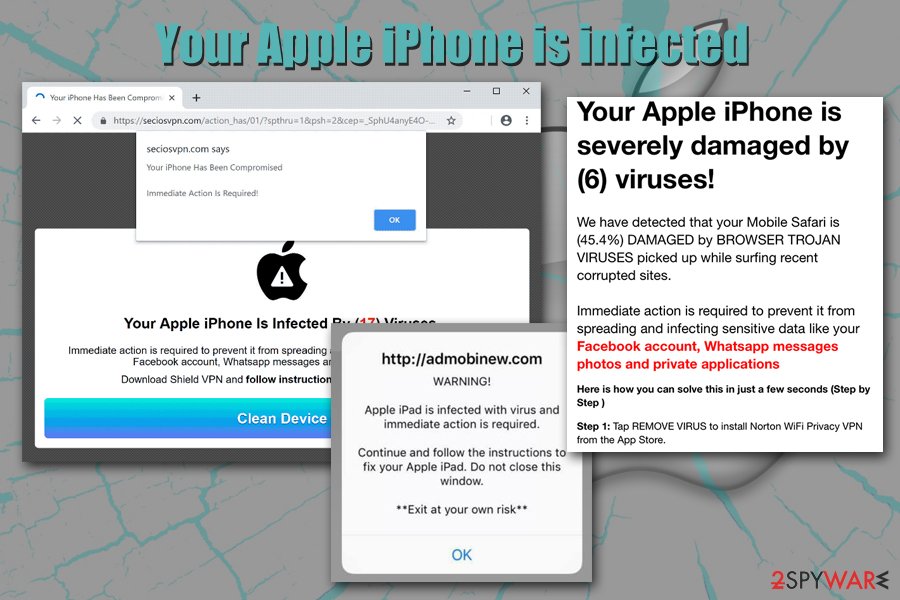 Your Apple iPhone is infected pop-up