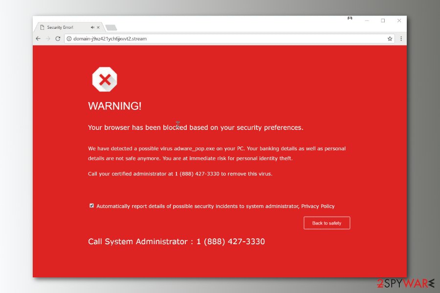 Your Browser Has Been Blocked Based On Your Security Preferences scam