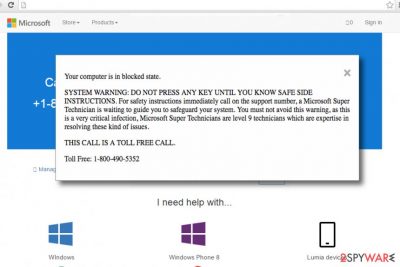 Your Computer Is In Blocked State scam