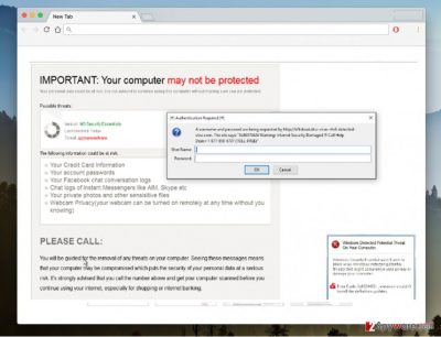 An image of the “Your computer may not be protected” virus