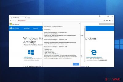 Screenshot of YOUR DEVICE HAS BEEN BLOCKED Microsoft Scam