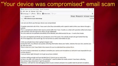 “Your device was compromised” email scam