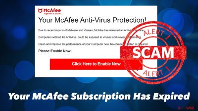 Your McAfee Subscription Has Expired pop-up