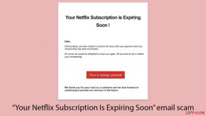 “Your Netflix Subscription Is Expiring Soon” email scam