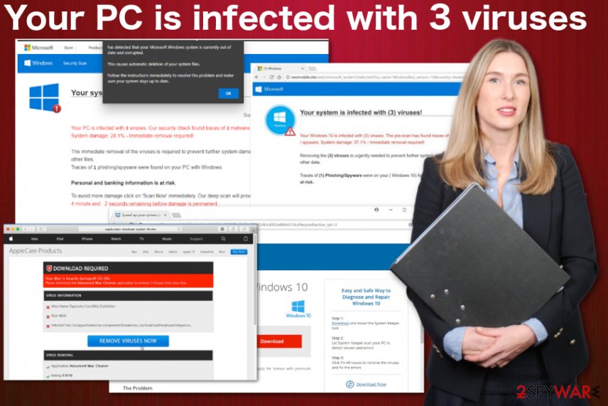 Your PC is infected with 3 viruses alert