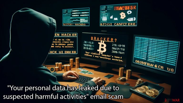"Your personal data has leaked due to suspected harmful activities" scam