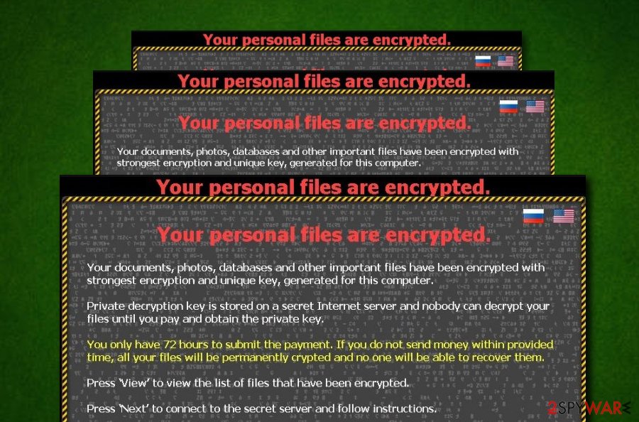 Your personal files are encrypted malware