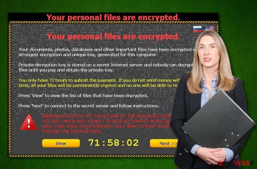 Your personal files are encrypted ransomware