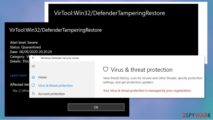 Your virus and threat protection is managed by your organization virus