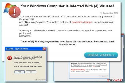 Your Windows Computer Is Infected With (4) Viruses scam