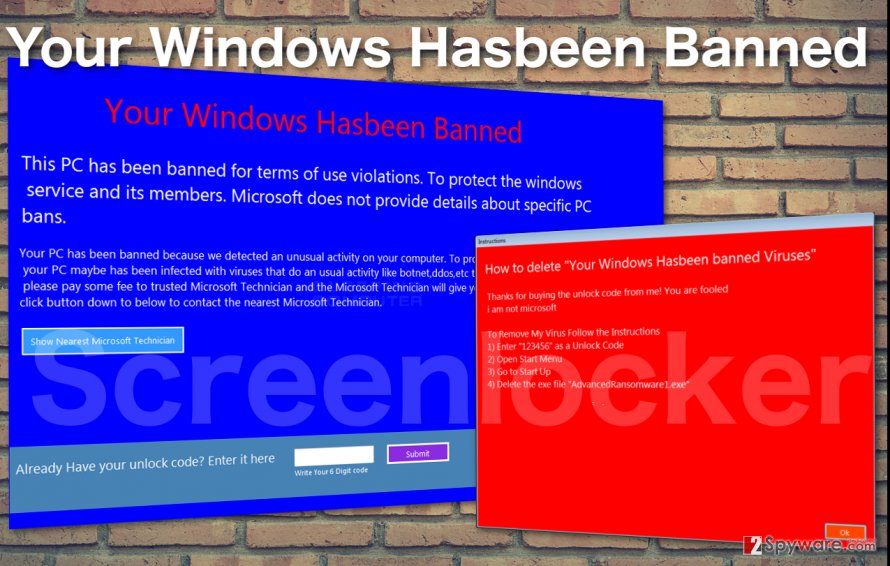 Your computer hasbeen banned lock screen Your computer hasbeen banned lock screen