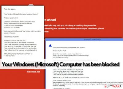 Your Windows (Microsoft) Computer has been blocked fake warning