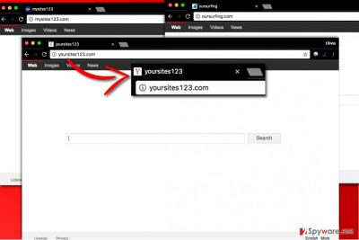 Yoursites123 virus hijacks browser's settings