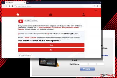 A picture of YouTube Reward Center scam