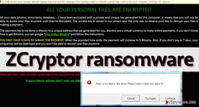 ZCryptor ransomware leaves a ransom note