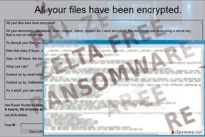 The image displaying Zelta Free ransom note