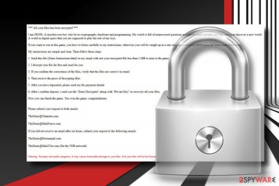 Zenis ransomware virus printscreen