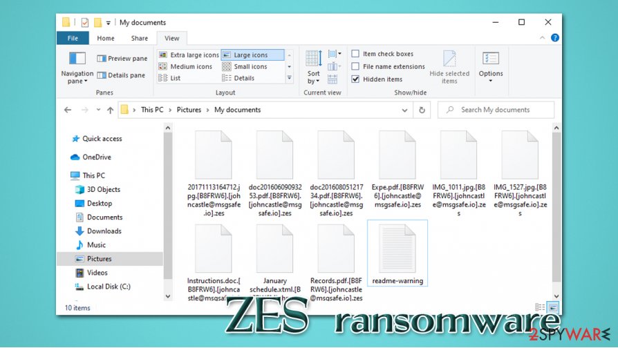 ZES ransomware encrypted files