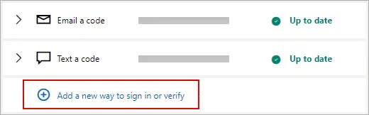 Microsoft account Manage how I sign in page with the sign-in methods