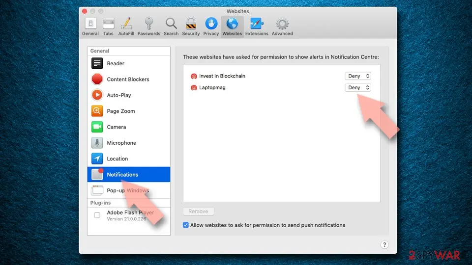 Activesafe.site: stop notifications safari