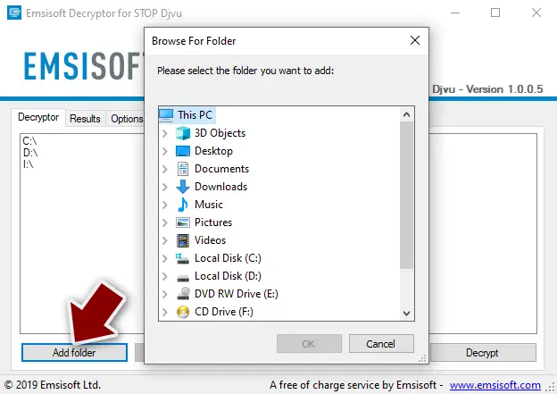 Screenshot of Robm virus: emsisoft4