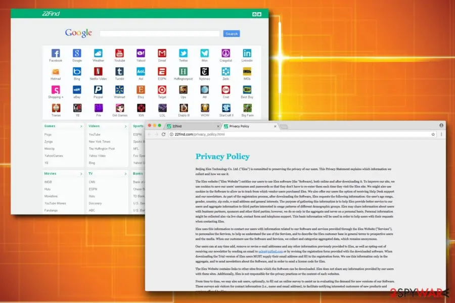 Screenshot of 22find virus: screenshot