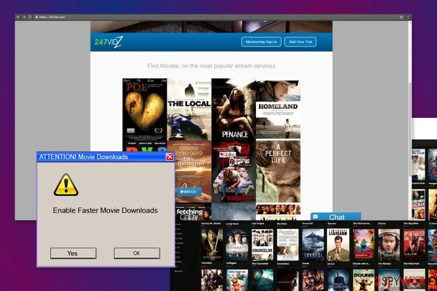 Screenshot of 247vidz: virus