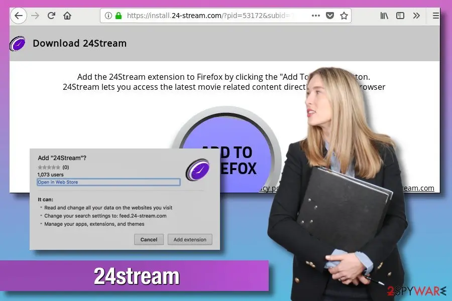 Screenshot of 24stream: adware