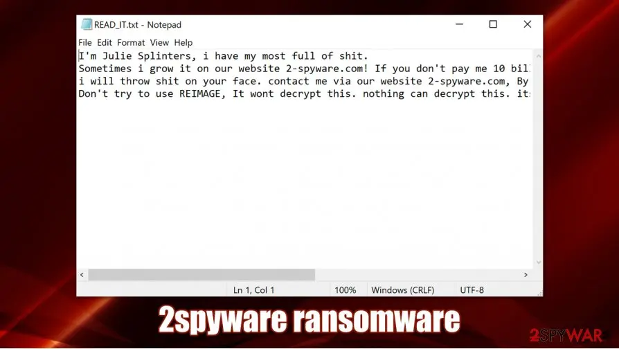 2spyware ransomware: fake scam file lpcking virus