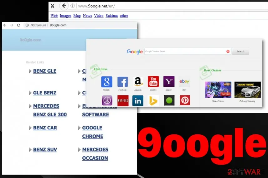 Screenshot of 9oogle: adware virus