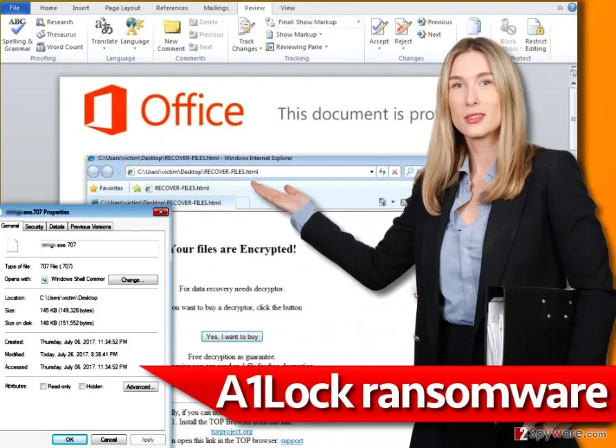 A1Lock ransomware virus: a1lock virus is a version of globe imposter