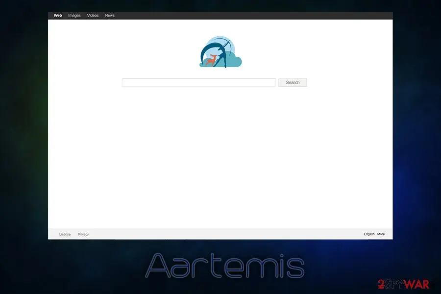 Screenshot of Aartemis: browser hijacker