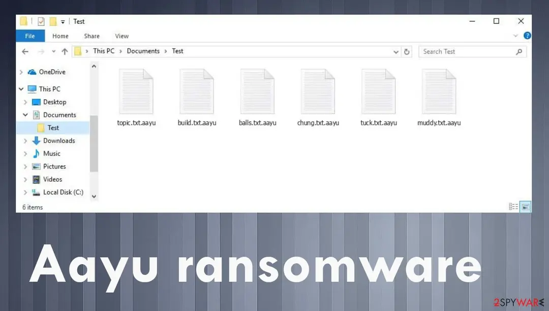 Aayu file virus: screenshot