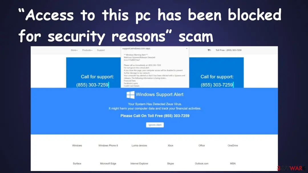 Access to this pc has been blocked for security reasons: scam