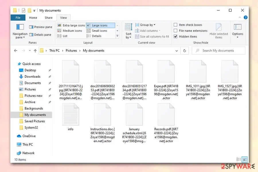 ACTOR ransomware: encrypted files